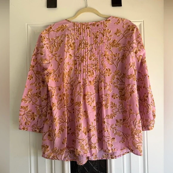 Jjill Floral Pink and Brown Women's Top - Picture 2 of 4
